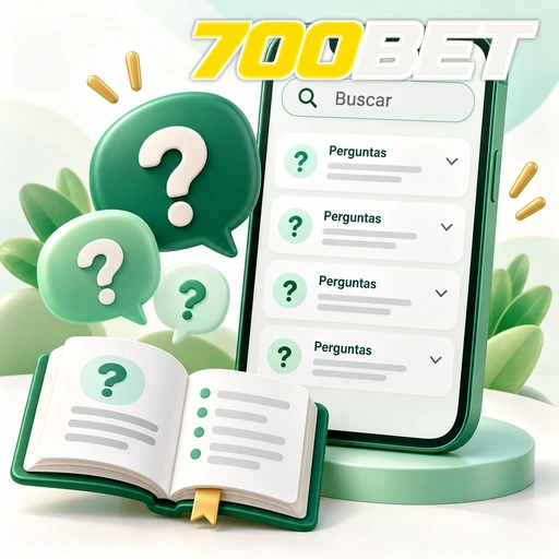 700BET — ilustração de perguntas frequentes no celular com busca e pontos de interrogação