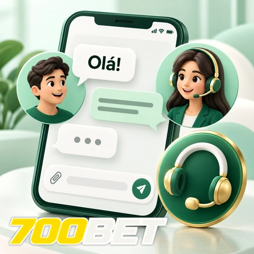 700BET — ilustração de conversa de suporte no celular com atendente e headset