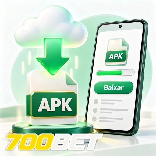 700BET — ilustração de download de APK com seta, nuvem e celular