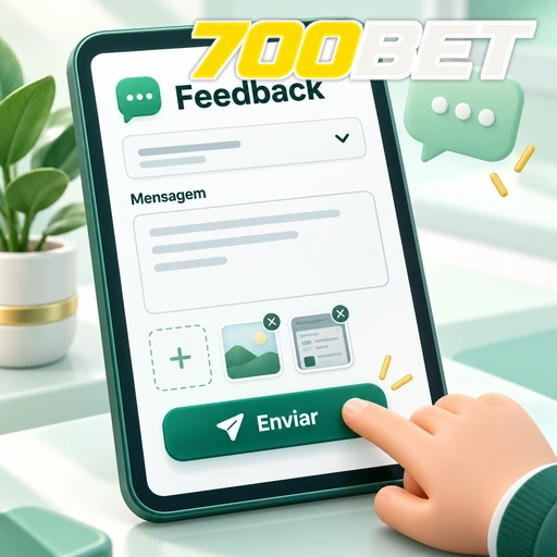 700BET — ilustração de formulário de feedback com campo de mensagem e botão de envio