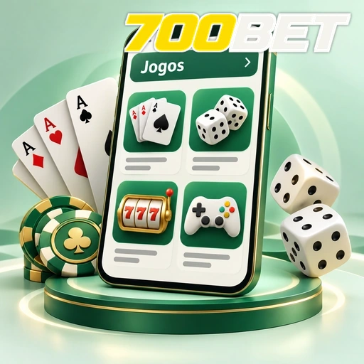 700BET — ilustração de jogos no celular com cartas, dados e fichas