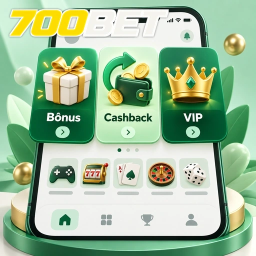 700BET — ilustração de lobby de jogos com bônus, cashback e área VIP