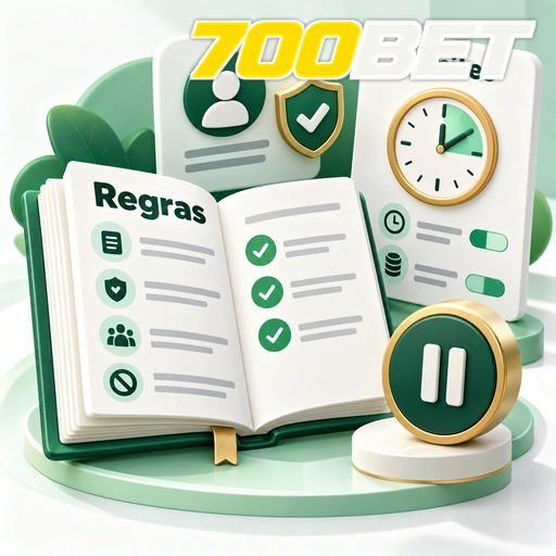 700BET — ilustração de regras de uso com lista, limites de tempo e símbolo de pausa