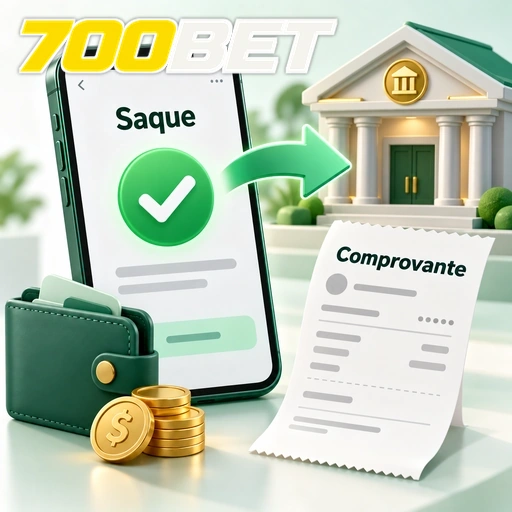 700BET — ilustração de saque confirmado com carteira, moedas e comprovante