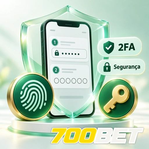 700BET — ilustração de segurança da conta com autenticação em duas etapas, impressão digital e chave