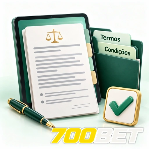 700BET — ilustração de termos e condições em documentos com caneta e símbolo de confirmação